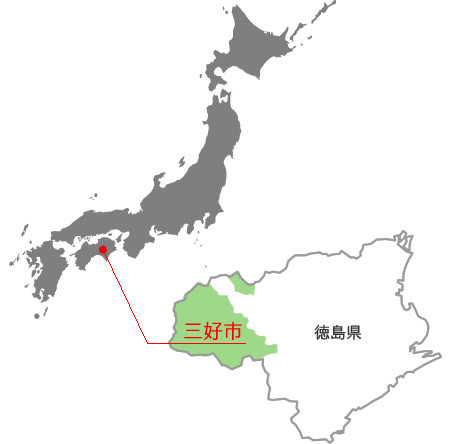 日本地図上の三好市の位置